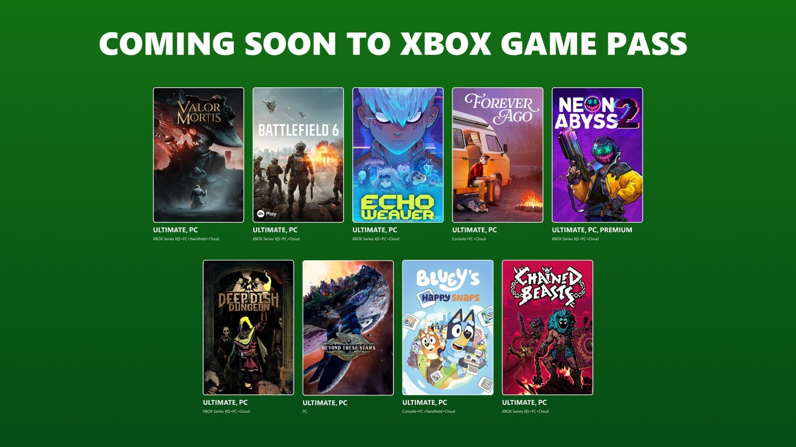 Arte promocional de Xbox Game Pass con los juegos de mediados de octubre de 2026