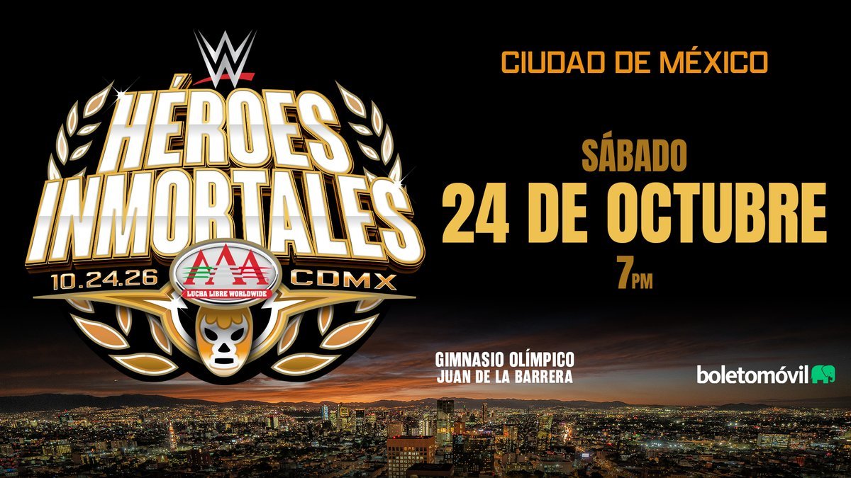 Arte promocional de AAA Héroes Inmortales 2026, el 24 de octubre en Ciudad de México